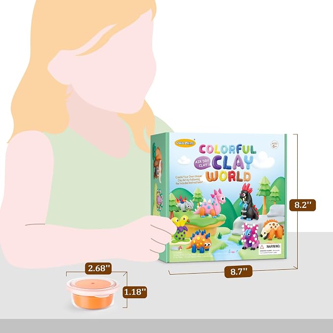 Drama Planet Air Dry Clay Kit for Kids, 26 Character Tutorials | 18 Cans of Modeling Clay, 46-Page Guidebook, 26 Character Tutorials, Great Gift for Boys & Girls