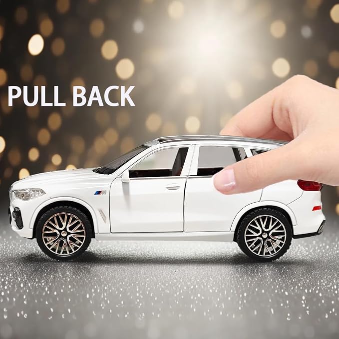 Toy Cars 1/32 Metal Model Car Toys with Light and Sound Pull Back Collectible Model for Children Age 3 + Year Old Festival Gift(White)