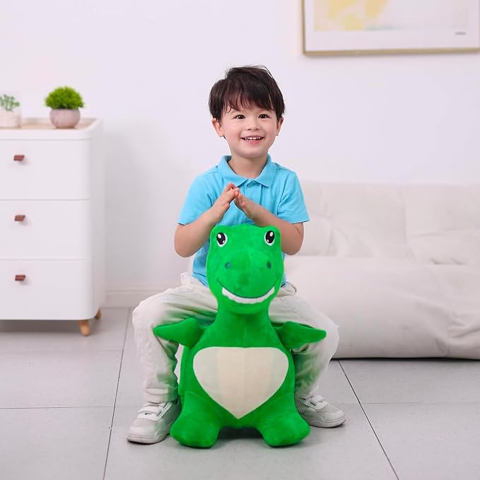 INPANY Bouncy Dinosaur Hopper Toys for 2 Year Old Boy, Toddler Plush Bouncing Animals, Kids Inflatable Hopping Horse, Ride on Rubber Bouncer, Indoor Outdoor Cool Birthday Gifts for 3 4 Yr Girl