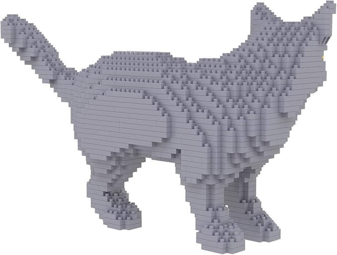 Larcele Cat Micro Building Blocks Animal Set, DIY Mini 3D Building Toy Bricks Kit,1131 Pieces KLJM-05 (Blue Cat)