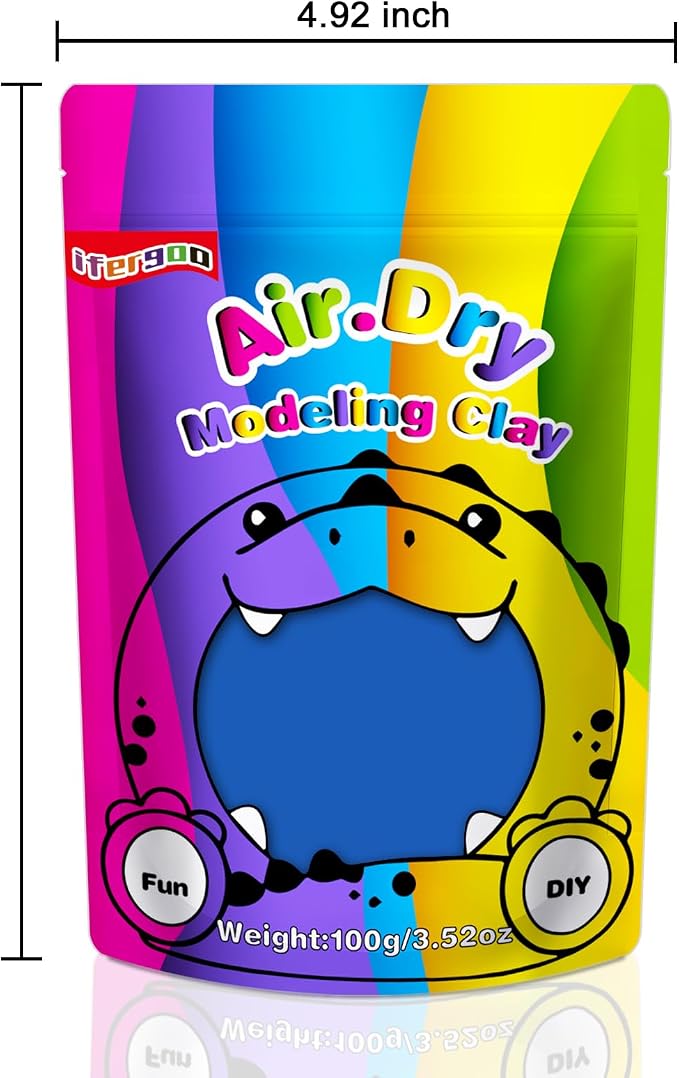 ifergoo Blue Air Dry Clay, DIY Creative Modeling Clay for Kids, Super Light Magic Foam Clay for Kids Age 3-12, Soft, No-Sticky & Non-Toxic, Molding Clay for School Art & Craft Project(Blue 100g/3.5oz)