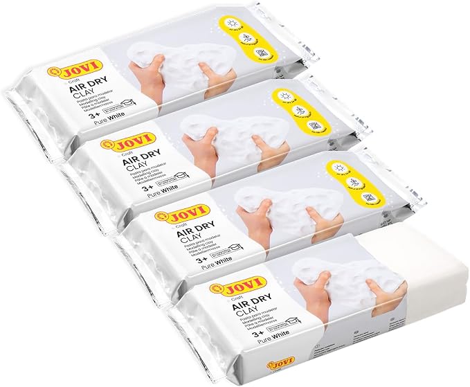 Jovi - Air Dry Clay, Set of 4 Units, 2.2lb Each, Total of 8.8lb, White | No Oven Needed, Pottery Clay for Arts and Crafts Projects - Bulk Buy
