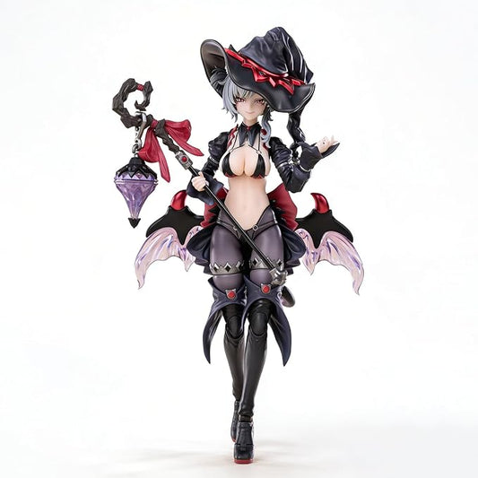 Pipigirl 1/12 Scale Anime Style Action Figures Kits, Black Hair Apprentice Witch, 6.5 in Collectible Action Figures, No Assembly Required