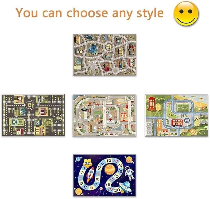 Kid Rug Carpet Playmat for Toy Cars and Train，Play Area Rug with Rubber Backing，Fun Throw Rug，Ideal Gift for Children Baby Bedroom Play Room(80×120cm/32×47in) Y2