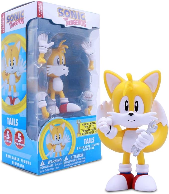 Sonic The Hedgehog Tails 4” Buildable Action Figure (Tails Series 2) – Official Just Toys Collectible with Interchangeable Parts & Accessories Like The Chaos Emerald and Rings