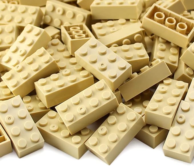 2x4 Bricks Tan 320 Pieces Parts Khaki Classic Building kit Creative Play Set Basic Blocks Toy Accessories Compatible with 3001 Major Brands (Tan)