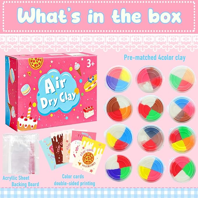CAMIRUS Air Dry Clay Kit, 12PCS DIY Modeling Magic Clay Toys for Kids Valentine Easter Party Favors Classroom School Prize Rewards Gifts Exchange