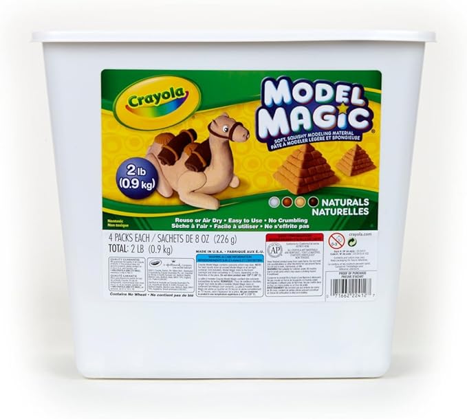 Crayola Model Magic Naturals, 4 Packs (8oz ea), Bulk Modeling Clay Alternative, Craft Supplies for Classrooms, 2 lb. Bucket