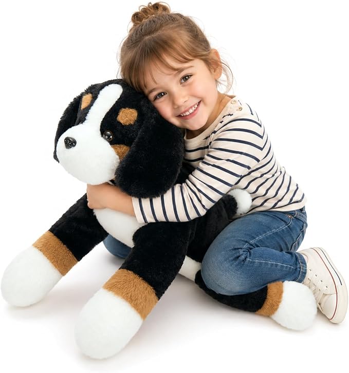 Tezituor 25 Inch Bernese Mountain Dog Stuffed Animal, Giant Bernese Mountain Dog Plush for Kids Women, Large Dog Cute Puppy Plushies Stuffy Gift for Christmas, Birthday, Party Decorations,Brown