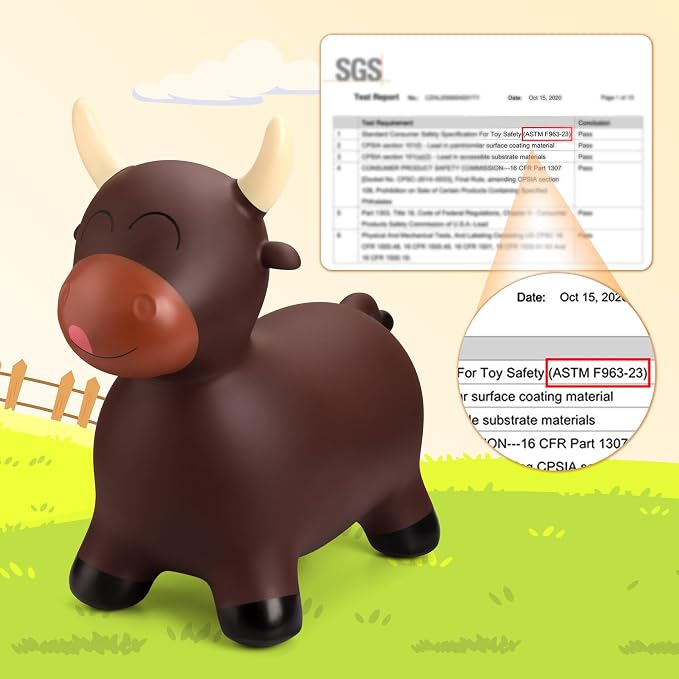 Bouncy Animal Hopping Toys, Inflatable Horse Animal Hopper Ride-On, Inflatable Bull Riding Toys for Boys Girls, Birthday Gift for 18 Months 2 3 4 5 6 Years Old Toddler