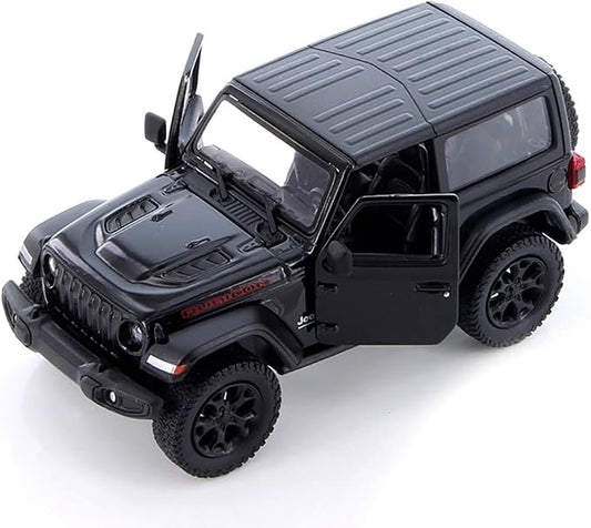 KiNSMART - Jeep Wrangler Rubicon Off Road 4x4 5 inch 1:34 Scale Die Cast Model Replica Toy Car (Black Hardtop)