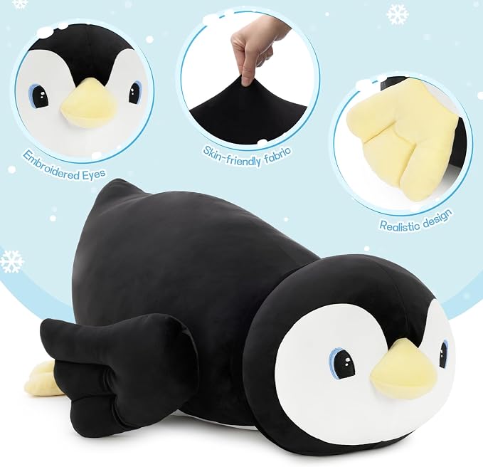 MorisMos 39.4 Inch Penguin Stuffed Animal Plush Toy, Long Penguin Plush Body Pillow, Cuddly Stuffed Penguin Plushie for Sleeping & Home Decor, Christmas Valentine's Birthday Gift for Kids & Adults