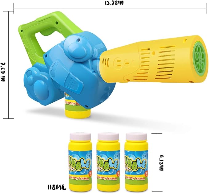 Duckura Bubble Leaf Blower, Outdoor Bubble Machine for Kids Ages 3+ | Ages 3+, Outdoor Summer Play, Easter Birthday Gift for Boys Girls, Party Favor, 3 Bubble Solutions ,