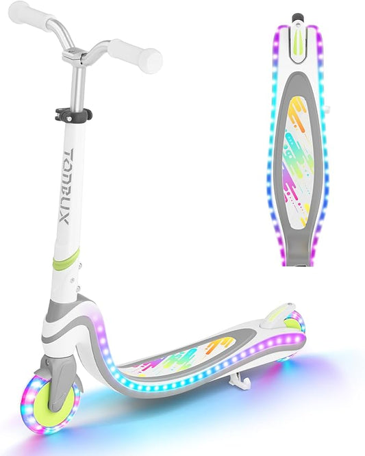 Tonbux Scooter for Kids with Light-Up Wheels & Deck, Adjustable Heights 2 Wheel Kids Scooters for Kids 5-7, Toddler Scooters with 4 Lighting Modes Deck