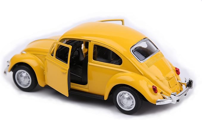 Berry President 1967 Classic Beetle Bug Vintage 1/32 Scale Diecast Metal Pull Back Car Model Toy for Gift/Kids (Yellow)