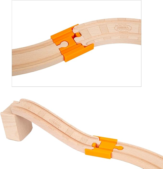 ORBRIUM Wooden Train Track Adapters 16 PCS Male Male and Female Female Track Connectors + 4 Thomas Track Converters Accessories Compatible with Thomas Brio Melissa and Doug Wooden Railway