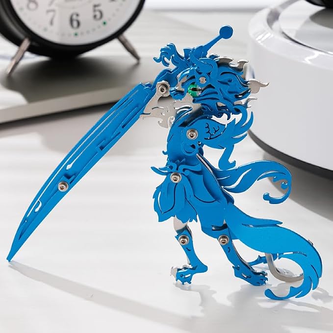 3D Metal Puzzles Toys The Meow Meow Family King and Princess Cat DIY Handmade Assembled Model Kits Ornaments Christmas New Year and Birthday Gifts for Adult (General Cat Blue)