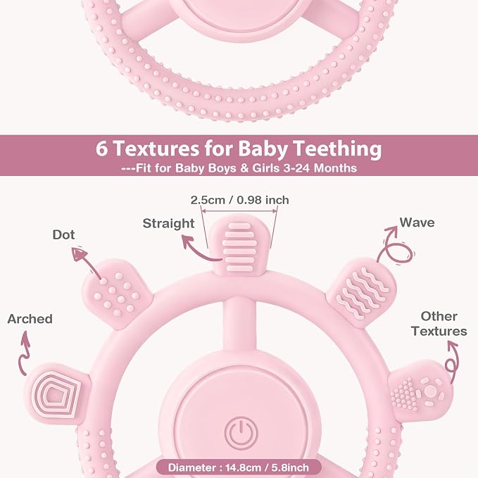 Vibrating Teether for Baby, Sensory Chew Toys for Autistic Children & Teething Toys for Babies 6-18 Months, USB Chargeable & 3X Vibration Settings. Toddler Travel Essential, Autism Sensory Products