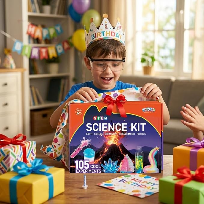 BenBen Science Kit for Kids Ages 8-12, 105 Hands-On Science Experiments with Paintable Volcano, Slime & Tornado Lab, STEM Gift for Boys Girls