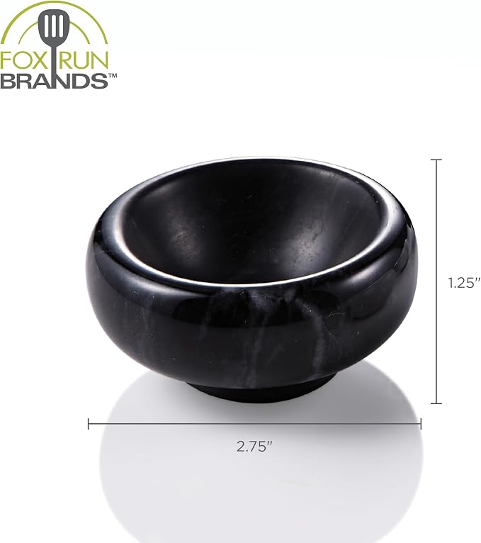 Fox Run Natural Black Marble Pinch Bowl, Small 1 oz Spice, Sauce, and Condiment Bowl