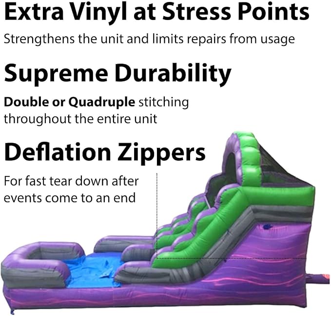 TentandTable Inflatable Water Slide for Kids and Adults, Commercial Grade Giant Blow Up Backyard Water Fun, Includes Electric Air Blower, 23' L x 9' W x 12' H, Purple Marble