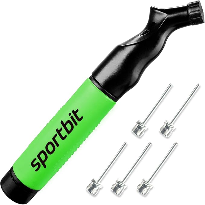 SPORTBIT Ball Pump for Sports Balls - Push & Pull Inflating System - Hand Pump for Exercise Balls - Volleyball Pump, Basketball Inflator, Ball Air Pump - Goes with 5 Needles Set