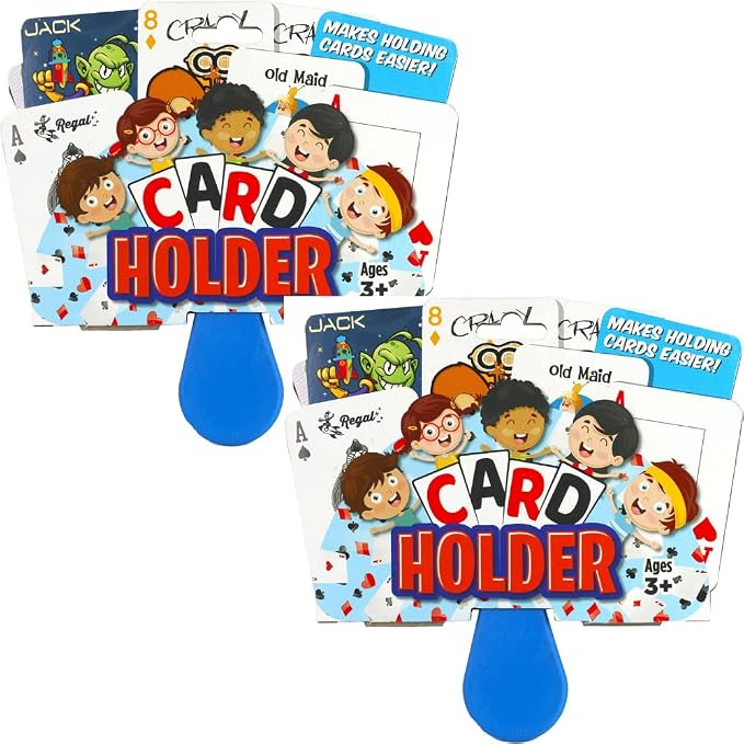 Regal Games 2 Pack Card Holders for Playing Cards - Kids Card Holder with Plastic Paddles - Ideal for Family Fun Game Night and Travel (Ages 3+)