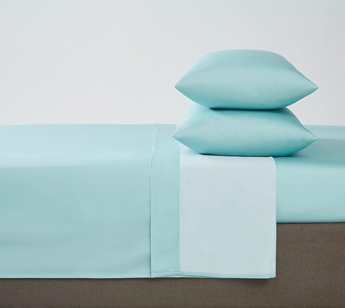 Linen Closet Luxury 1200 Thread Count Full Size Sheets Set, 4 Pieces, Cotton Rich, Aqua, Soft, Durable & Wrinkle Resistant Sateen Sheets, 16" Deep Pocket Fitted Sheet, Home & Hotel Essentials
