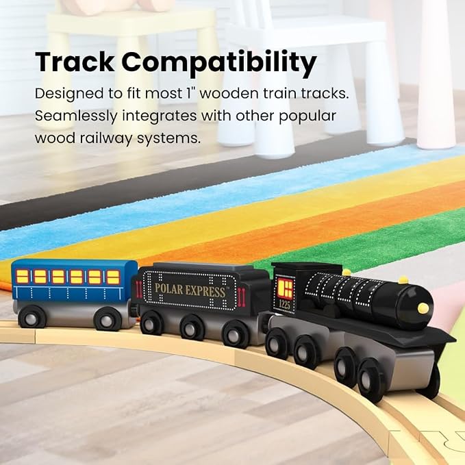 Masterpieces – The Polar Express Train, 3 Piece Set, Officially Licensed Collector’s Edition Toy, Wooden Magnetic Engine and Cars, Kids Toddlers Boys and Girls, Ages 3+