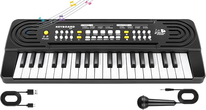 Toddler Kid Toy Piano Keyboard, 37 Keys Pianos Music Toys with Microphone