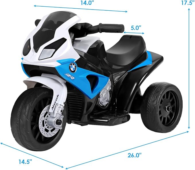 Costzon Licensed BMW Kids Electric 3-Wheel Ride-On Motorcycle Toy for Boys & Girls, with Headlights, Music and Battery Powered Pedal Kids Toddler Motorcycle