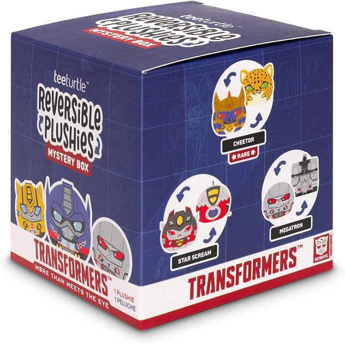 TeeTurtle Transformers Series Reversible Plushie Mystery Box - 3-Inch Mini Two-Sided Blind Box Plush with Embroidered Details – Cute Collectible Surprise Toy for Kids, Teens, and Adults