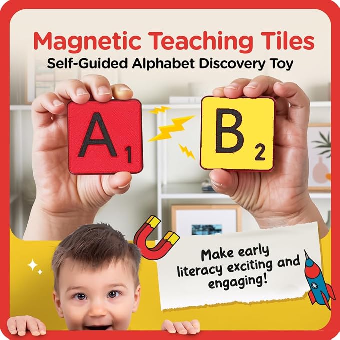 Learn Your Name! Amelia. Personalized Self-Correcting Magnetic Tiles. First Birthday, Christmas Stocking, Easter, Educational Toy for Early Learning