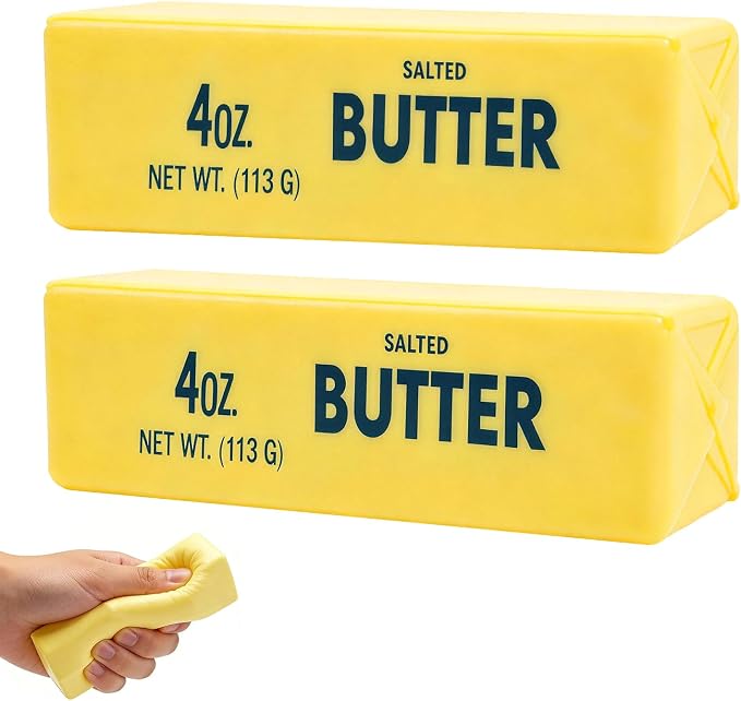Butter Squeeze Toy 2PCS, Slow Rising Dumpling Squishy Butter Sensory Stress Relief Squishies Soft & Stretchy Fidget Toys for Anxiety Relief Party Favors (Butter Stick)