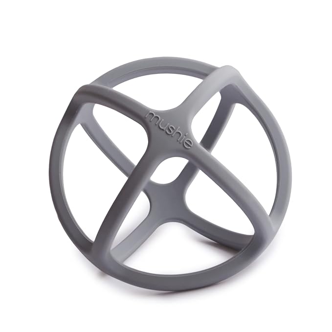 mushie Silicone Baby Teether Ball Toy (Dove Gray)