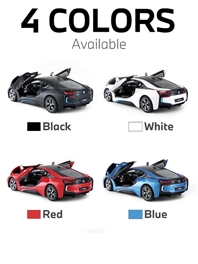 RASTAR 1/24 Diecast Model Car BMW i8, Durable & Collectible, 56500 | Officially Licensed, Ideal Gift, Rich Detail, Openable Doors & Hood, Zinc Alloy, Smooth Rolling Wheels, Play & Display