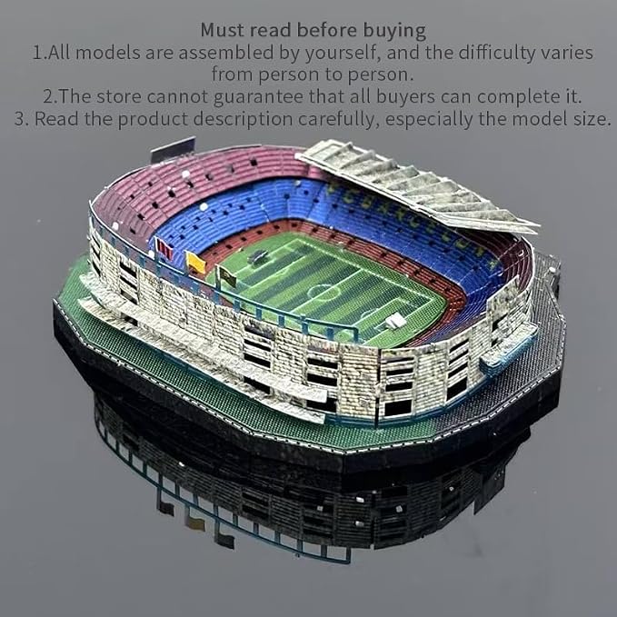 3D Puzzles for Adults, 3D Metal Stadium Model Kit, Barcelona Camp NOU Football Stadium Puzzle,DIY Assembly Puzzle, Spain Landmark Building Replica, colorfor