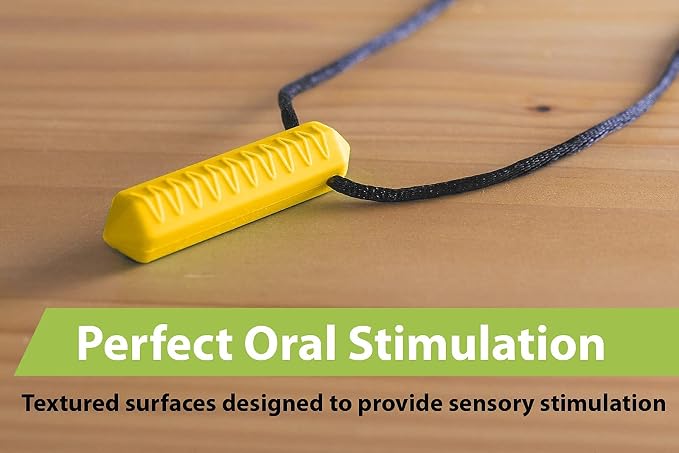 Crayon Sensory Necklace 3 Set - Best for Kids or Adults that Like Biting or Have Autism – Perfectly Textured Silicone Chewy Toys - Chewing Pendant for Boys & Girls, Chew Necklaces - Sunset