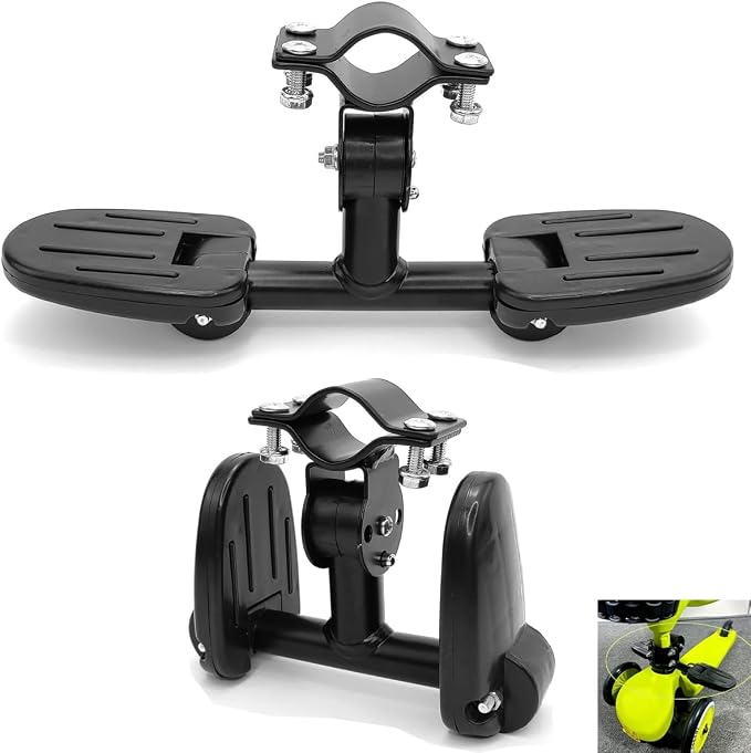 Kick Scooters Footrest with Folding Foot Rest Pegs 3 Wheel Scooter Footrest Pedals for 3 Wheeled Scooter with Foldable Seat Front Mount Never Fall Down 2-in-1 Scooters