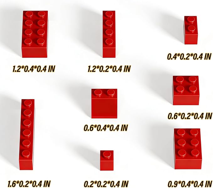 Bulk Building Bricks, Compatible with Lego and All Brands, 8 Sizes and A Variety of Colors to Mix and Match，Random Color (120, Red)