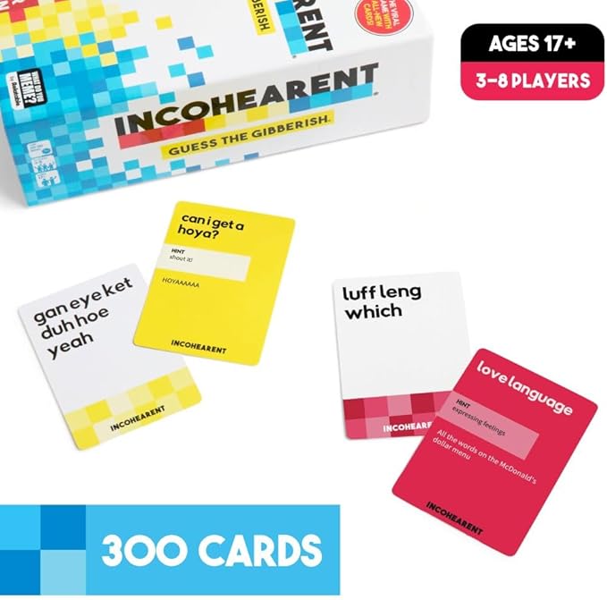 Incohearent by Relatable – Guess the Gibberish Party Game for Adults, Funny Card Game Activity for Groups, Bachelorette Party Favorite, Summer Fun for Game Night, Travel-Friendly with 300 Cards