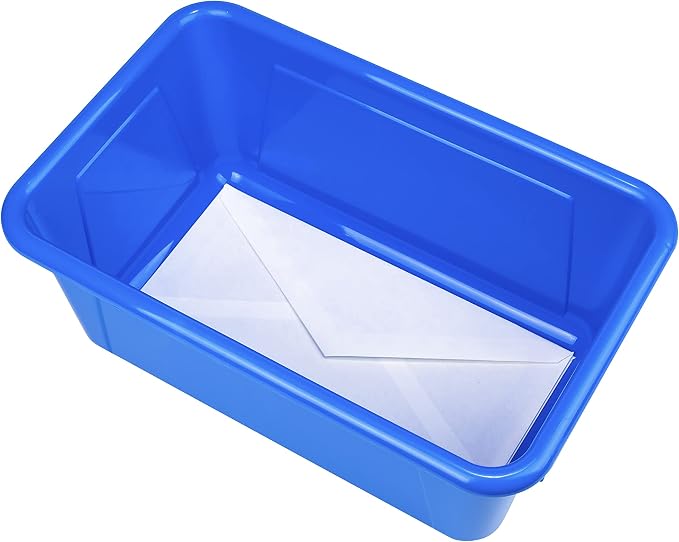 Storex Small Cubby Bins – Plastic Storage Containers for Classroom, 12.2 x 7.8 x 5.1 inches, Assorted Colors, 5-Pack (62414A05C)