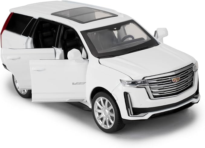 WAKAKAC Escalade SUV Model Cars, 1:32 Toy Cars Pull Back Die-cast Vehicles, Collectible Cars with Sounds＆Lights for Kids Boys Girls and Adults (White)