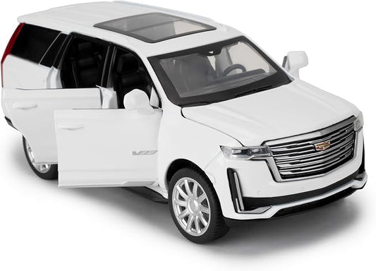 WAKAKAC Escalade SUV Model Cars, 1:32 Toy Cars Pull Back Die-cast Vehicles, Collectible Cars with Sounds＆Lights for Kids Boys Girls and Adults (White)