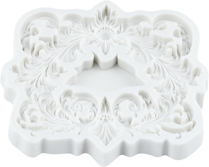 Baroque Scroll Relief Polymer Clay Molds Curlicues Scroll Lace Relief Flower Filigree Silicone Mold for Jewelry Making Epoxy Resin Casting Air Dry Polymer Clay Craft