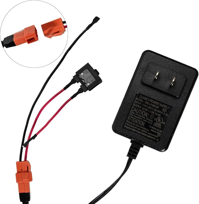 12 Volt Battery Charger for Ride On Toys and Battery Wire 12V Kids Ride On Car Charger,12V Electric Car Riding Toy Battery Power and Charging Socket Adapter Square Plug