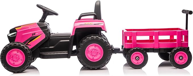 Garvee Toddlers Ride on Tractor with Detachable Garden Cart, 12V Electric Kids’ Vehicle with Trailer, Ages 3–8, Max Load 66 Lbs, Up to 2.5 Mph, Battery-Powered 8-Wheel, Remote Control, Garden Game