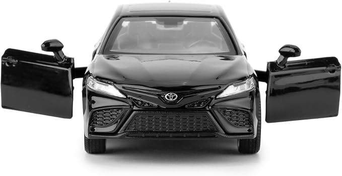 RMZ City 1:36 Camry XSE Car Model, Diecast Pull Back Model Toy Car, Doors Open, Collection Kids Toy for Aged 3 and up, Gift Black