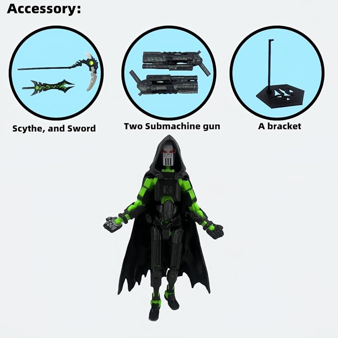 SENROELECTRONAGE T13 Action Figure Assembly Completed, New 2Pcs Dummy 13, Lucky T13 Action Figure, 3D Printed Multi-Jointed Movable, Black Green, Black Red Devil's Scythe Action Figures
