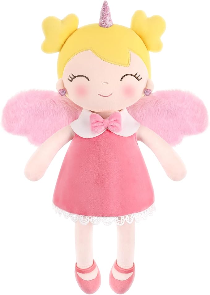 GAGAKU Soft Baby Doll Toys (17'') for Girls, My First Baby Rag Dolls for 1 Year Old Girl Birthday Gift Plush Doll Toys Machine Washable Baby Doll for Toddler Kids Infants - Unicorn Girl with Wings
